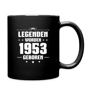1953 Jahrgang 80. Geburtstag Geschenk - Tasse einfarbig - Schwarz - Rechts