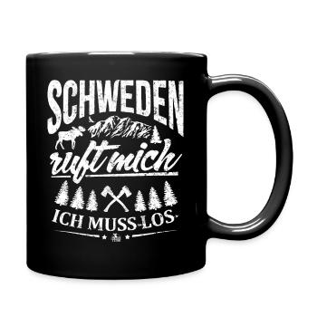 Schweden ruft mich - ich muss los - Tasse einfarbig - Schwarz - Rechts