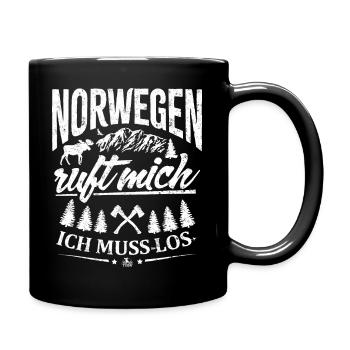 Norwegen ruft mich - ich muss los - Tasse einfarbig - Schwarz - Rechts