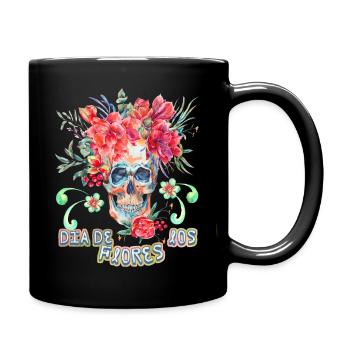 Skull Skull Dia-De-Los-Flores funny saying - Full Colour Mug - black - Right