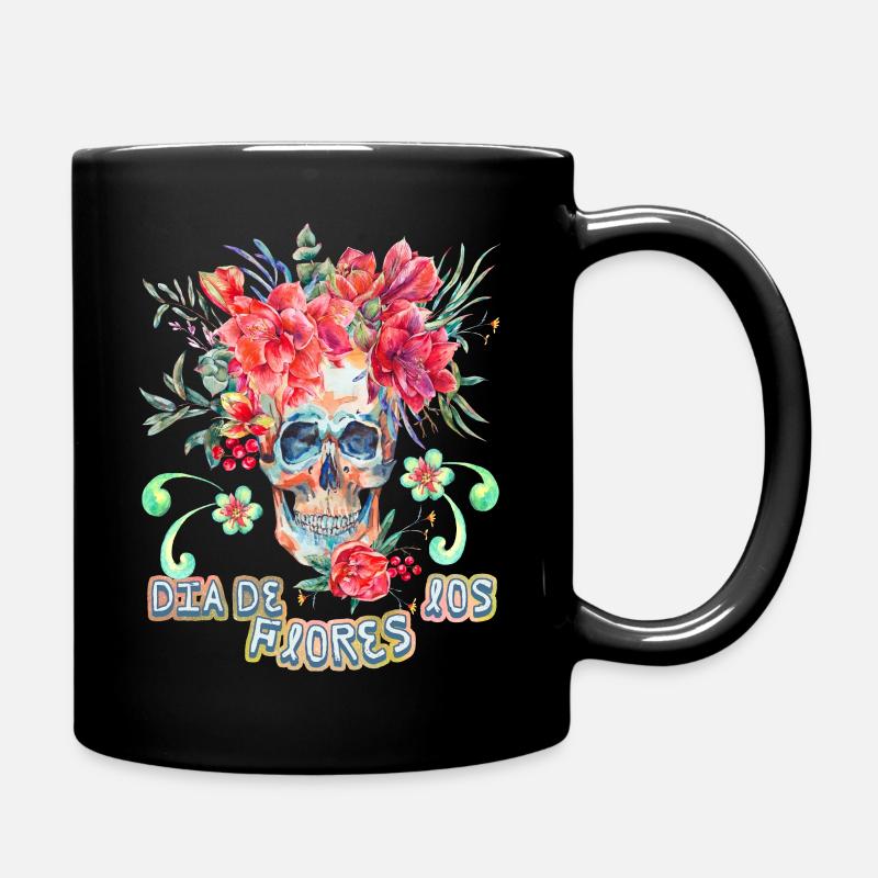 Crâne Crâne Dia-De-Los-Flores drôle de dicton - Mug uni - noir