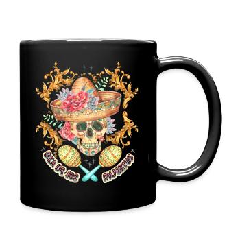 Crâne Totenkopf Sombrero-Crâne Dia-de-Los-Muertos - Mug uni - noir - Droite