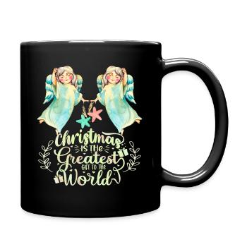 Angel, Angel Watercolor, Christmas Saying - Full Colour Mug - black - Right