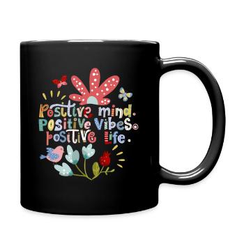 Motivation positive, ondes positives, typographie - Mug uni - noir - Droite
