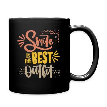 Smile-Lächeln, Motivation, Typografie Spruch - Tasse einfarbig - Schwarz - Rechts