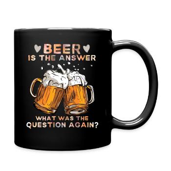 Buveur de bière drôle de bière disant que la bière est la réponse - Mug uni - noir - Droite