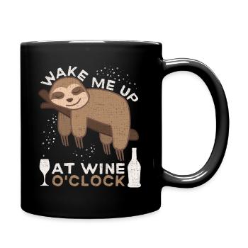 Sloth, funny wine saying, wine drinker Sloth - Full Colour Mug - black - Right