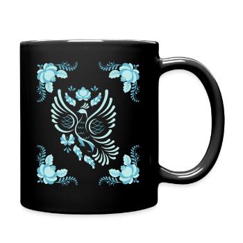 Volkskunst Friedenstaube, Gzhel Art, Gzhel-Kunst - Tasse einfarbig - Schwarz - Rechts
