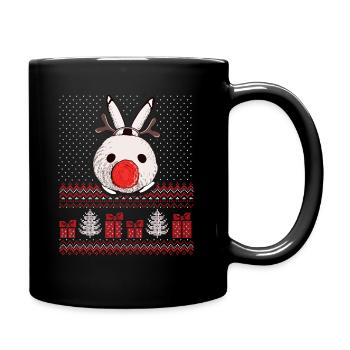 Häschen mit Geweih Weihnachtsoutfit - Tasse einfarbig - Schwarz - Rechts