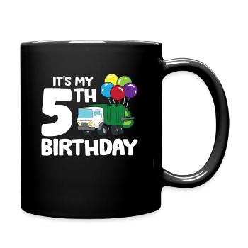 Garbage Truck It's My 5th Birthday Garbage Day 5 - Full Colour Mug - black - Right