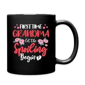 First time grandma grandmother great-grandparents - Full Colour Mug - black - Right