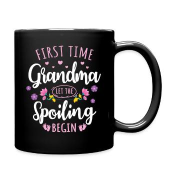 First time grandma grandmother great-grandparents - Full Colour Mug - black - Right