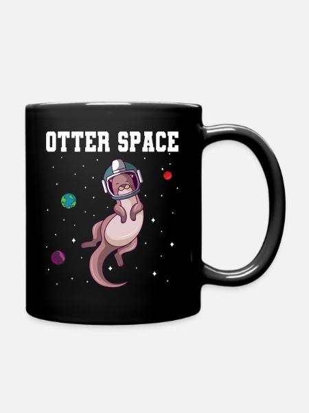 Otter Weltraum Sonnensystem Planeten Astronaut - Tasse einfarbig - Schwarz