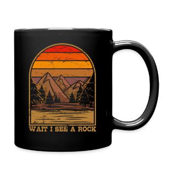 Wait I see a stone geologists hiking mountain - Full Colour Mug - black - Right