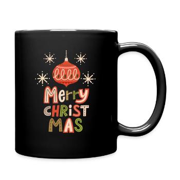 Christmas Merry-Christmas Christmas bauble saying - Full Colour Mug - black - Right