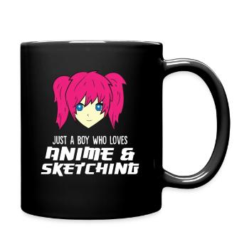 Just a Boy Who Loves Anime And Sketching Funny - Full Colour Mug - black - Right