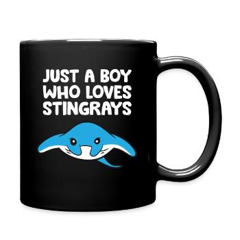 Just a Boy Who Loves Stingrays - Full Colour Mug - black - Right