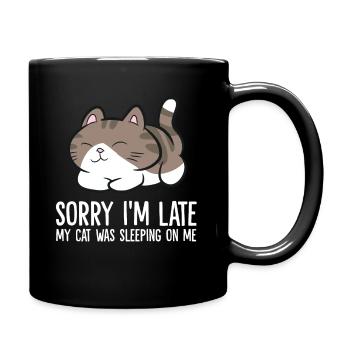 Sorry I'm Late My Cat Was Sleeping On Me Kitten - Full Colour Mug - black - Right