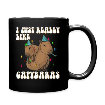 Capybara Geburtstag lustiger Spruch - Tasse einfarbig - Schwarz - Rechts