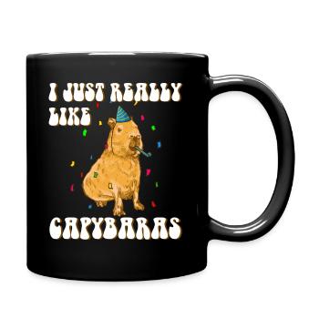 Capybara lustiger Spruch Geburtstag - Tasse einfarbig - Schwarz - Rechts