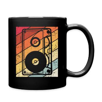 Retro Kassette Musikkassette - Vintage Tape Motiv - Tasse einfarbig - Schwarz - Rechts