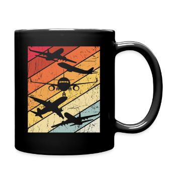 Retro Flugzeugführer Fliegen Vintage Flugzeug Pilo - Tasse einfarbig - Schwarz - Rechts