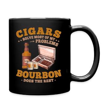 Cigars and Bourbon Whisky Funny Saying - Full Colour Mug - black - Right