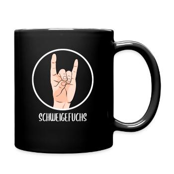 Schweigefuchs Grundschule Lehrer - Tasse einfarbig - Schwarz - Rechts