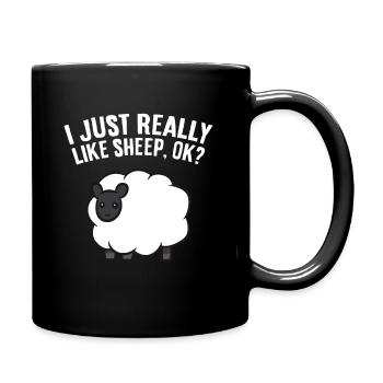Schafliebhaber Schafzüchter Ich mag Schafe - Tasse einfarbig - Schwarz - Rechts