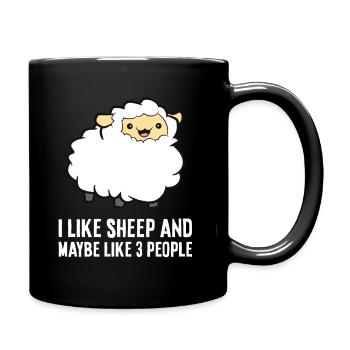 I Like Sheep And Maybe Like 3 People Farmer Cute - Full Colour Mug - black - Right