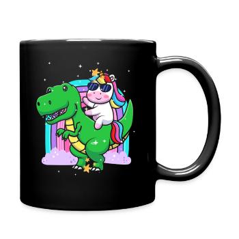 Dabbing Einhorn Reiten T Rex Jungen Mädchen Halloween - Tasse einfarbig - Schwarz - Rechts