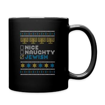 Nice Naughty Jewish, Hanukkah Jüdischer Sweater - Tasse einfarbig - Schwarz - Rechts