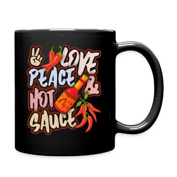 Pepperoni, sauce piquante au poivre, paix et amour - Mug uni - noir - Droite