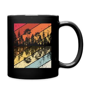 Wald Forrest Camping Vintage Baum Design Retro Lie - Tasse einfarbig - Schwarz - Rechts