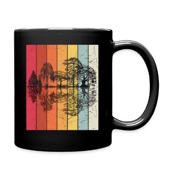 Wald Forrest Vintage Design Retro Natur Wanderer L - Tasse einfarbig - Schwarz - Rechts