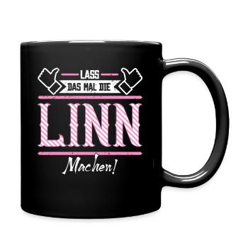 Linn Geschenkidee Geschenk Geburtstag - Tasse einfarbig - Schwarz - Rechts