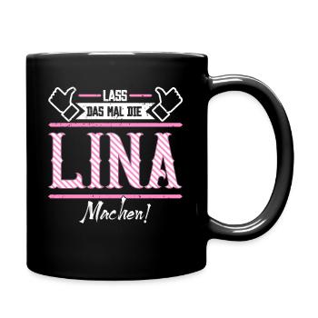 Lina Geschenkidee Geschenk Geburtstag - Tasse einfarbig - Schwarz - Rechts