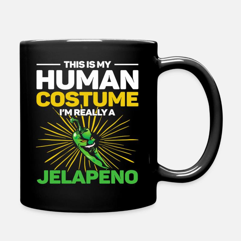 This Is My Human Costume I'm Really A Jalapeno - Full Colour Mug - black