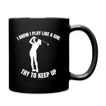 Golf Golfspielerin Golfschläger Mädchen Golfball - Tasse einfarbig - Schwarz - Rechts