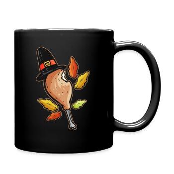 Baguette de dinde avec chapeau de pèlerin - Mug uni - noir - Droite