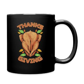 Roasted Turkey And Brown Leaves Logo For - Full Colour Mug - black - Right