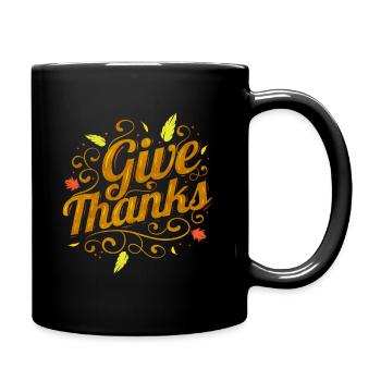 Give Thanks Logo For Thanksgiving - Full Colour Mug - black - Right