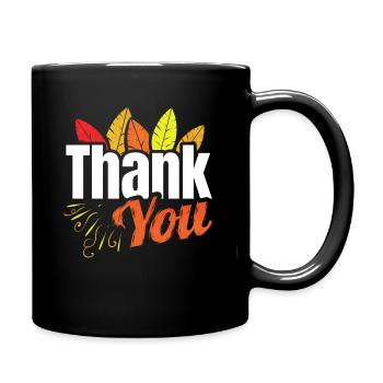 Thank You Logo with Colored Feathers Thanksgiving - Tasse einfarbig - Schwarz - Rechts