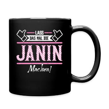 Janin Geschenkidee Geschenk Geburtstag - Tasse einfarbig - Schwarz - Rechts