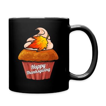 Pumpkin Muffin Happy Thanksgiving - Full Colour Mug - black - Right