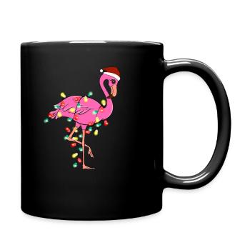 Christmas Animal Flamingo Light Chain Beanie - Full Colour Mug - black - Right
