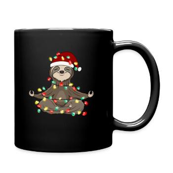 Christmas Animal Sloth Light Chain Beanie - Full Colour Mug - black - Right