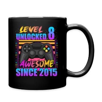 Video Game Level 8 Unlocked Awesome Since 2015 - Tasse einfarbig - Schwarz - Rechts