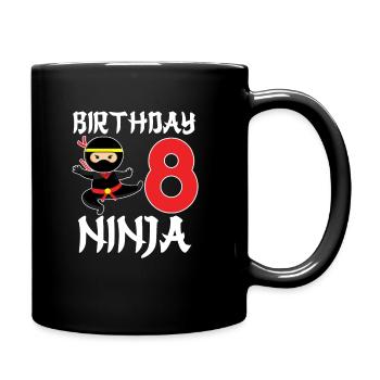 Funny Birthday Ninja 8 years old birthday - Full Colour Mug - black - Right