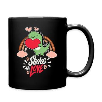 Lustiger Dinosaurier Liebe-Love Valentinstag - Tasse einfarbig - Schwarz - Rechts